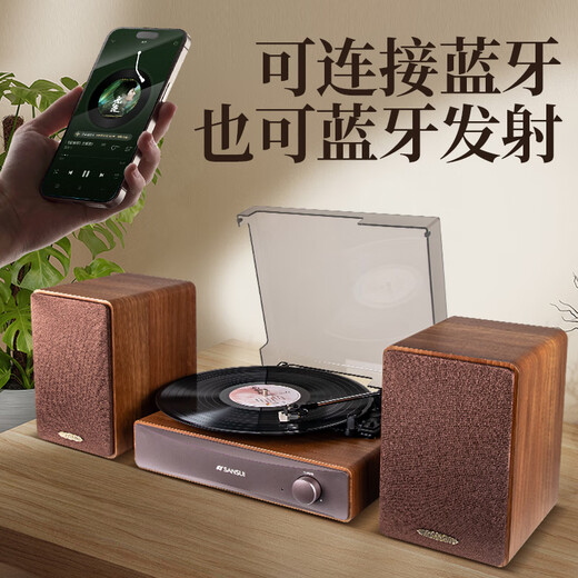 SANSUI vinyl record player split retro gramophone double subwoofer Bluetooth film record player living room home furnishings New Year's Day birthday gift Sweet Honey V31