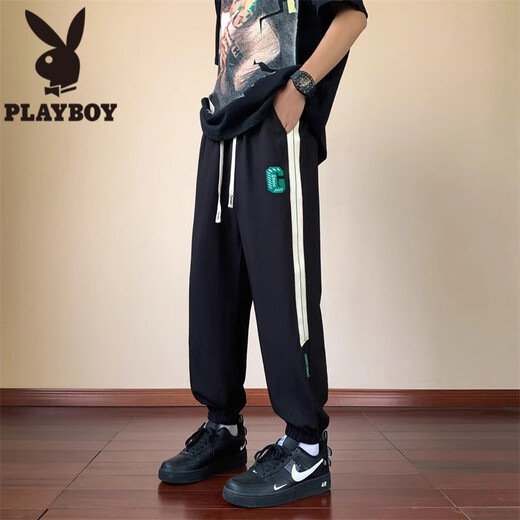 
Playboy (PLAYBOY) summer thin ice silk pants boy junior high school students loose straight casual trousers teenagers big children's sports pants KB-K9901-1 gray M 75 to 105 Jin [Jin equals 0.5 kg]