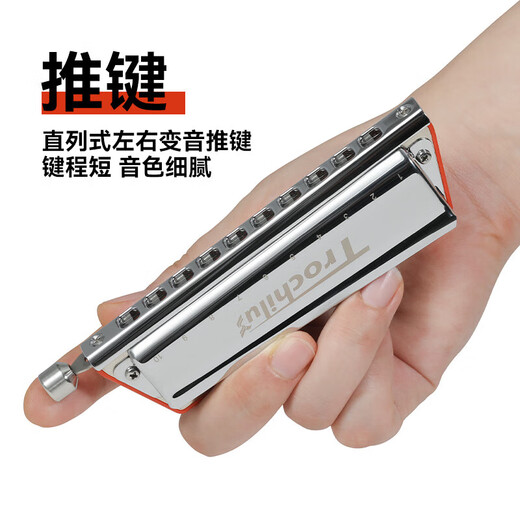 嘉德瑞 JDR蜂鸟十孔半音阶口琴10孔布鲁斯流行调音-红色paddyC调