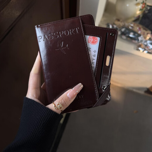 【旅行好物】多功能护照夹卡包证件收纳包机票夹钱包一体防盗刷 咖啡 10.5*15.5*1.5cm