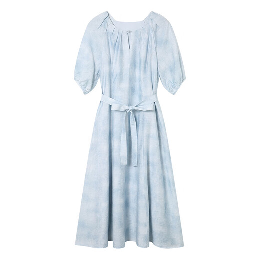 Das Meeresleben [Leaser] OU Hai Yisheng Französisches Kleid für Frauen 2025 Sommer New Blue Smudged Long Rock 200037 Qingshan Blue L.
