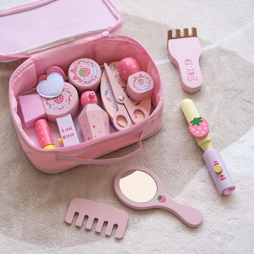Kinderhause Spiel Spielzeug Mädchen Kosmetische Tasche Set Simuliertes Schminktisch Little Prinzessin Neujahrsgeburtstagsgeschenk Dänische Make -up -Tasche