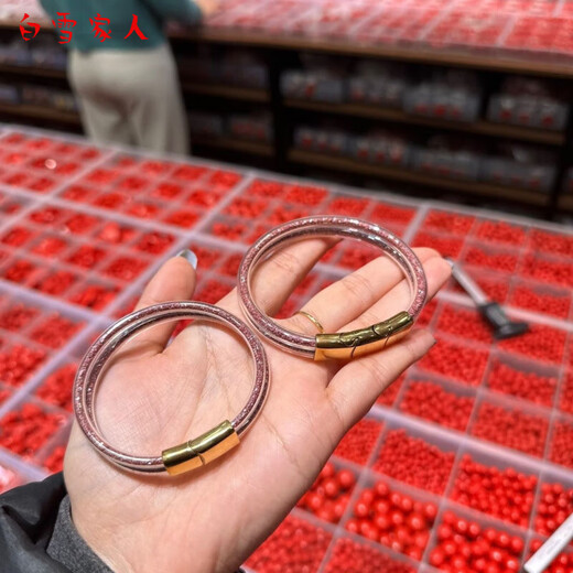 Bai Xue family's double circle openable cinnabar filling bracelet, transparent hose bracelet, a safe and prosperous year, double circle 4mm transparent semi-finished product, free spare glue, 60-62 circle mouth