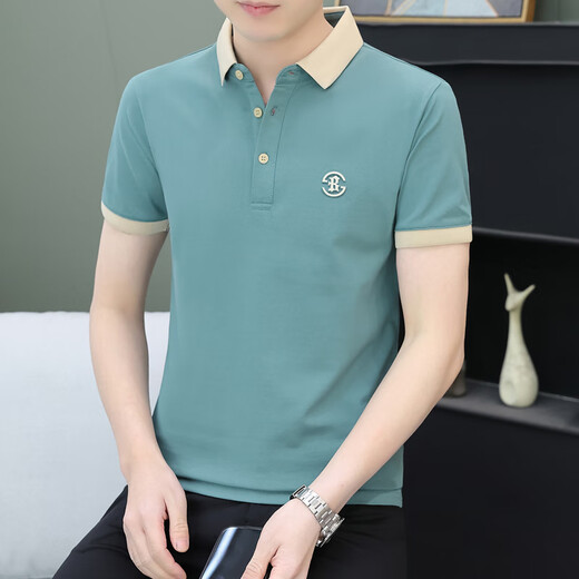 夏季薄款翻领男士短袖t恤潮流冰丝POLO衫保罗休闲简 黑色 QY719 M 100-120斤