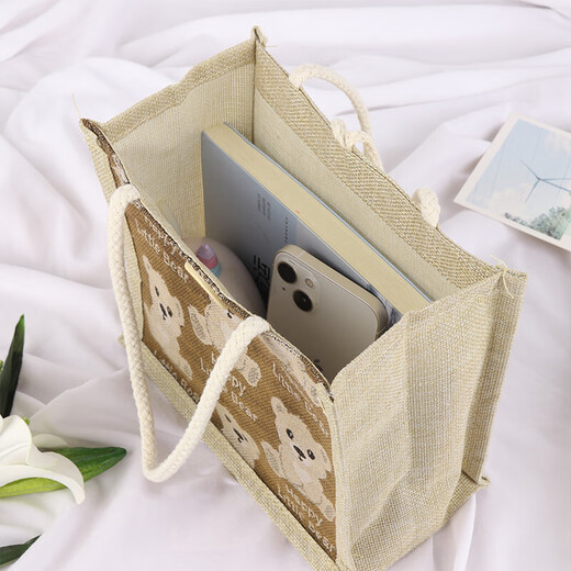 TaTanice tote bag burlap bag unprinted jute bag good outing travel storage bag eco-friendly shopping bag lunch box bag