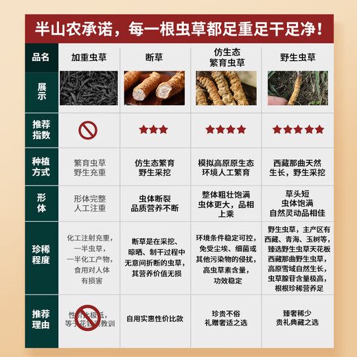 半山农 【野生】冬虫夏草5条/克 2克10根礼盒 西藏那曲虫草滋补父亲礼盒