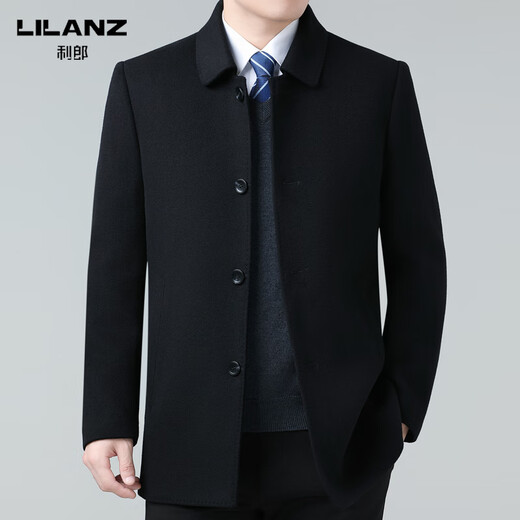 Lilang 2025 Neue doppelseitige Kaschmirjacke Medium Style Herrengeschäft Casual Revers Wollmantel Daddy Anzug Navy XL 180 Größe (Empfohlen 140-155 Jin [Jin ist gleich 0,5 kg]))