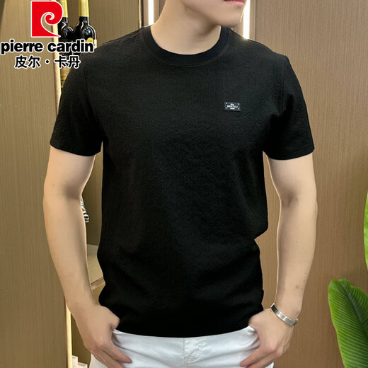 
Pierre cardin high-quality men's T-shirt summer ice silk texture embroidered round neck short sleeve loose half sleeve thin casual T-shirt 1105 white M