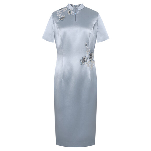 Armario azul rosa [estilo chino] 2025 ropa de verano xi el vestido acetado de la abuela Cheongsam vestido 552l683 tamsui azul m
