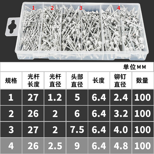 Coolanteng aluminum rivets open round head blind rivets rivets national standard M2.4M3.2M4.0M4.8M6.4mm