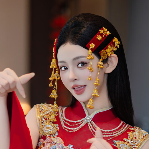 CLCey Yi Mengling El mismo chino Retro Age-Reding Wellels Xiuhe Hanfu Bride Bedding Bedpin Accesorios para el cabello Baselas de flores MT064
