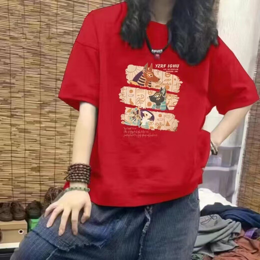 
Semir 2025 new pure cotton short-sleeved T-shirt for women in summer American fashion brand large-size women's loose casual base top Navy (deer) L 110-125Jin [Jin equals 0.5 kg]