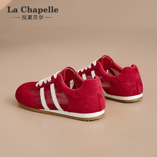 LA CHAPELLE SAPOS DE MUJERES 25 AÑOS Nuevos zapatos para mujeres Mesh Saquetas transpirables zapatos Versátiles Versátiles de entrenamiento Shouts sin pies malolientes zapatos de mujer livianos rojos xxe6628-2 36