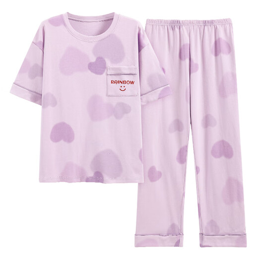 Algodón de verano de algodón de manga corta de algodón de pijama de pijama para mujeres, la ropa para el hogar de algodón puro se puede usar afuera en la primavera de verano y la caricatura de otoño Y9715 m (recomendado 75-95Jin [Jin iguala 0.5 kg])