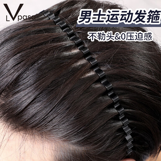 LVPASA Men's Hairband Men's Broken Hairpin Sports Wave Black Face Wash Headband Women's Hair Bundle Hairpin Short Hair Headwear Hairpin 2pcs Wavy Thickened Style