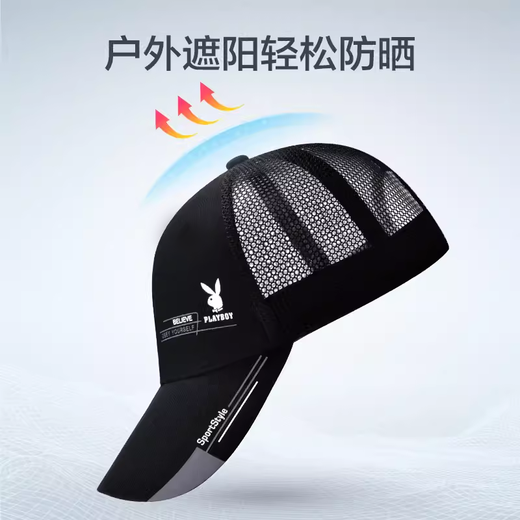 花花公子夏季帽子薄款透气网眼棒球帽遮阳防晒鸭舌帽太阳帽透气 公子网洞藏青色(春夏款)