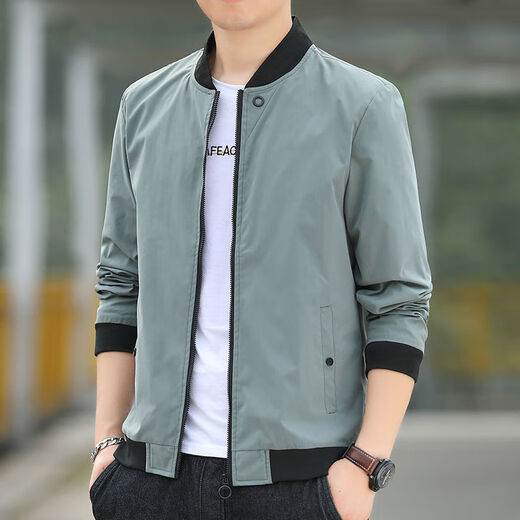 HUALIN FASHION春秋棒球领夹克男潮流休闲款 686夹克【米白】 XL 【建议105-120斤左右】