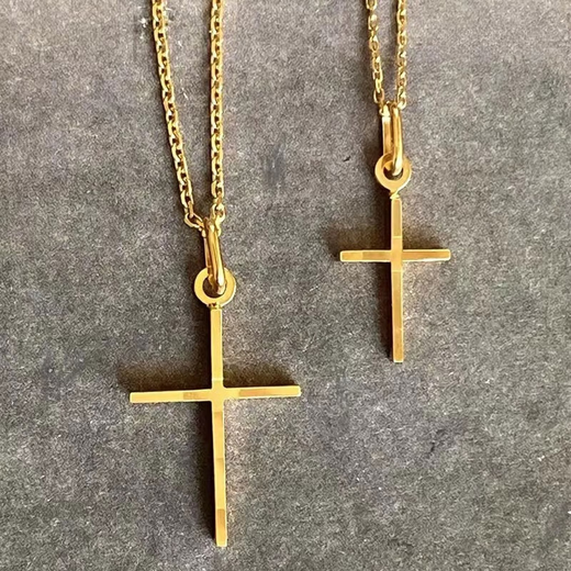 Puli FENNY Jewelry 18K Gold Fashionable Shining Cross Pendant Necklace and Cross Pendant Sizes Unisex Versatile Model Need to Pre-Order/18K Gold Small Pendant