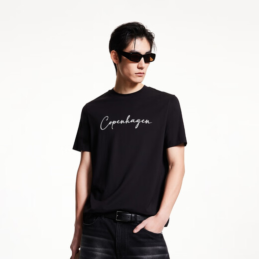 
Jack Jones (JACK/JONES) Reassuring Quality 25 Years Men's Short Sleeve T-Shirt Men's Summer Soft Drop Silky Modal Round Neck High-end Half Sleeve E40 Black Regular M