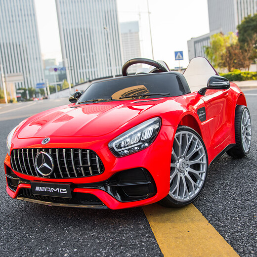 Haohazhi voiture électrique pour enfants voiture télécommandée à quatre roues peut accueillir deux personnes pour garçons et filles voiture jouet pour bébé améliorée en double entraînement électrique haute puissance rouge + batterie Tianneng 12 V + siège rigide + pas de télécommande