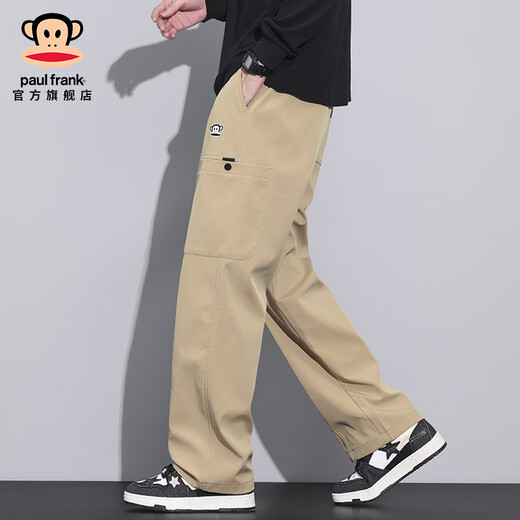 大嘴猴（paul frank）美式潮牌休闲裤男春秋季宽松垂感直筒工装裤男装百搭新款潮流裤子 9856H卡其色【官方正品】 M【建议90-110斤】