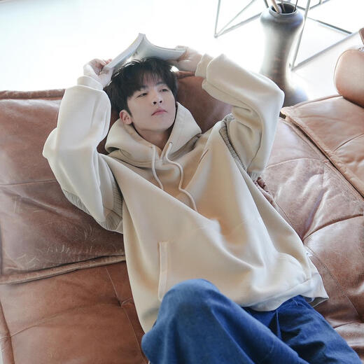 Hong Kong Aberdeen Literary Men @ Japanese Spliced ​​Hoodie Men's Spring Design Sense Boys Loose Sports Hoodie Jacket Military Green XL