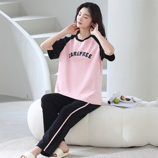 含蕊夏季女士棉短袖睡衣家居服两件套 687 170 M