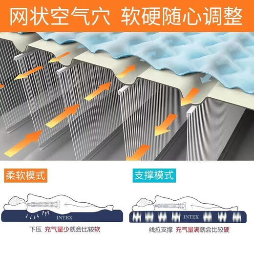 INTEX 充气床垫折叠床双人108 露营户外防潮垫午休躺椅打地铺含泵枕N