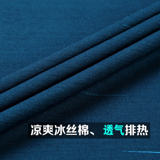 花花公子（PLAYBOY）含桑蚕丝短袖t恤男夏季翻领有口袋中老年冰丝polo.衫爸爸装 753井字【蓝色】 L 170/ 建议110-130斤