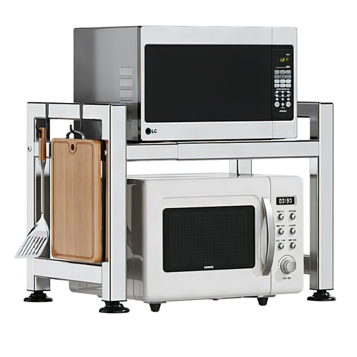 Kunfeng microwave oven rack rice cooker storage rack countertop 304 stainless steel kitchen double-layer storage rack oven rack double-layer length 53cm standard version reinforced and bold