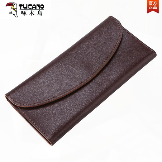 啄木鸟（TUCANO）真牛皮简约女士钱包 时尚功能钱夹长款手拿包卡包手工 黄色