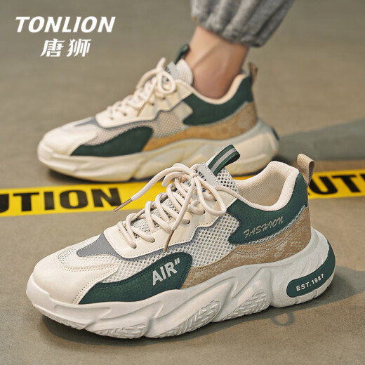 Tang Lion (Tonlion) Herrenschuhe Sommer Mesh Schuhe Herren Trendy Casual Sports Schuhe Herrendicke Vaters Schuhe Trendy Schuhe Reisgrün Größe 42