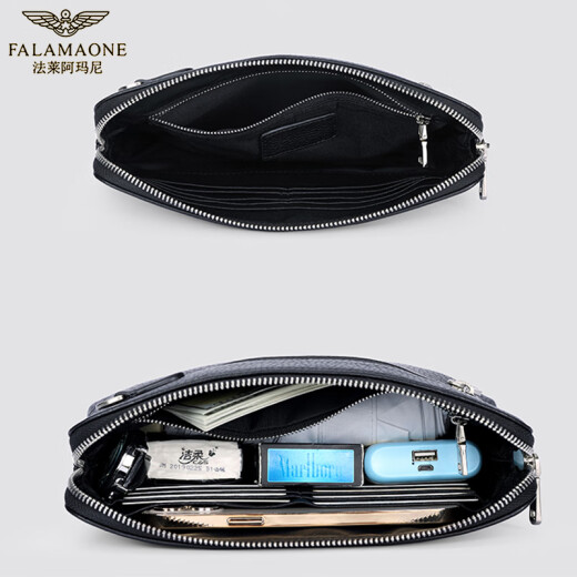 法莱阿玛尼（FALAMONE）男士手包长款真皮商务手拿包头层牛皮钱包父亲节礼物实用送爸爸 LQ719