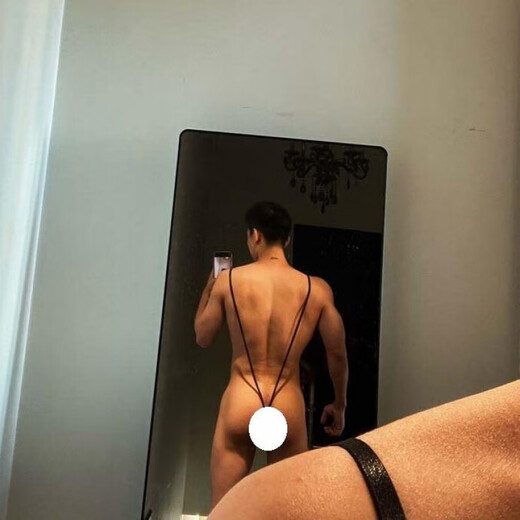 Bar male model nightclub performance one-piece thong adjustable suspenders suspender briefs men's one-piece bikini black 110-180Jin Jin equals 0.5 kg