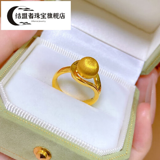 Ally 5D hard gold gold responsive ring for women 999 pure gold new brushed ball ring pure gold index finger ring gift No. 11 about 2.35g