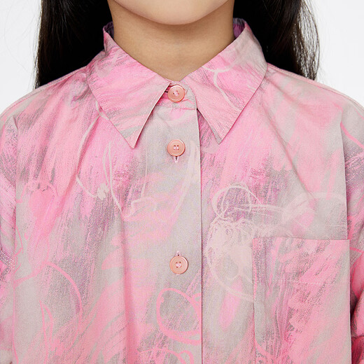 Jnby by JNBY Jiangnan Buyi children's clothing loose A-shaped shirt collar long-sleeved shirt spring girls 1P3212340 690/miscellaneous powder 110 cm