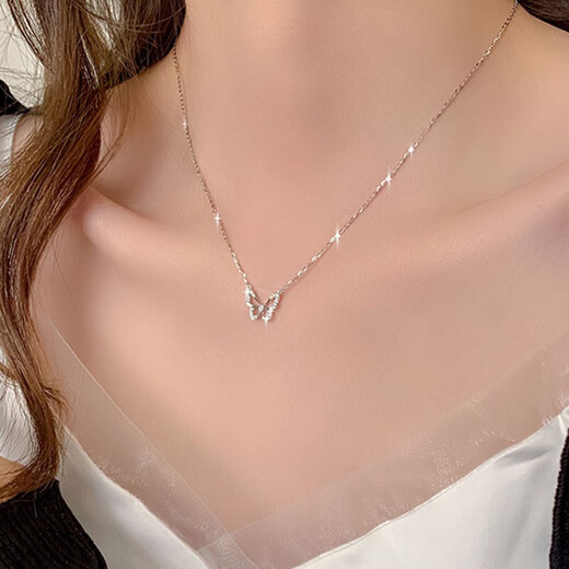 MZMZ Butterfly Platinum Necklace Women's pt950 Platinum Necklace Clavicle Chain Valentine's Day Birthday Gift for Girlfriend or Wife Light Luxury Model-Local Warehouse Tomorrow Delivery/Butterfly Necklace