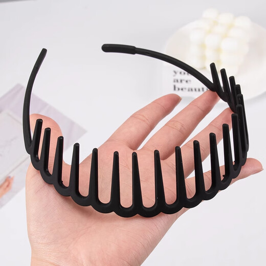 Tang Funi Men's Hairband Boys' Toothed Headband Face Wash Hairband Clip Invisible Sports Pressure Hair Hole Back Hair Cannot Hold Your Head Black