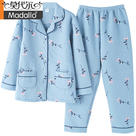 Modal autumn and winter mother air cotton mezzanine pajamas women's suit middle-aged women's long sleeve thin large size home clothes 12147 M