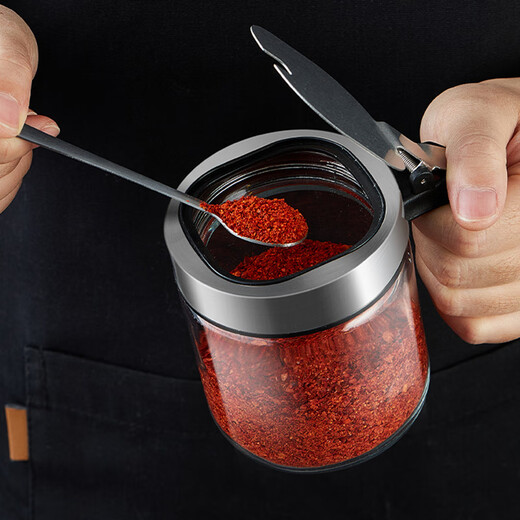 Bodenju high-end kitchen seasoning box salt shaker seasoning jar glass seasoning bottle household seasoning jar storage box combination set lead-free glass (can hold 400g salt) 350ml sharing pack 2 (free stainless steel spoon + label)