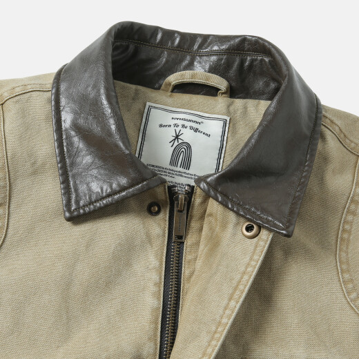Nanyi NHSUGOO/3527 Frühling Herren neuer Retro Workwear Detroit Jacke Vielseitige kurze und breite Jacke Khaki M 90-130jin [Jin gleich 0,5 kg]