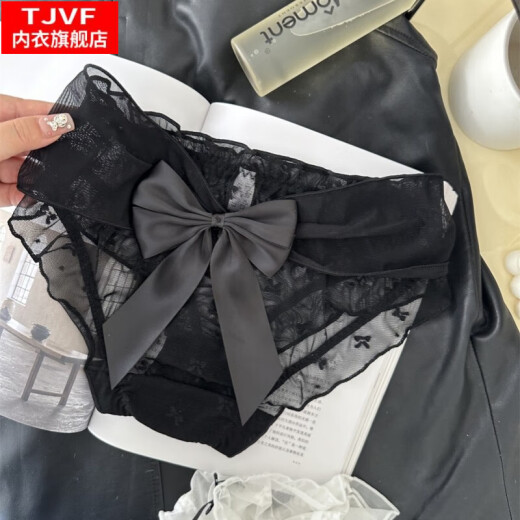 TJVF在逃公主蕾丝大蝴蝶结甜美日系少女低腰三角内裤粉网纱性感纯欲 在逃公主-粉 均码 （80-125斤） 693