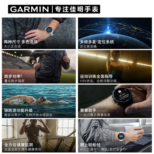 GARMIN Forerunner255 outdoor sports watch GPS running and cycling marathon heart rate and blood oxygen FR255 sports version nylon black.