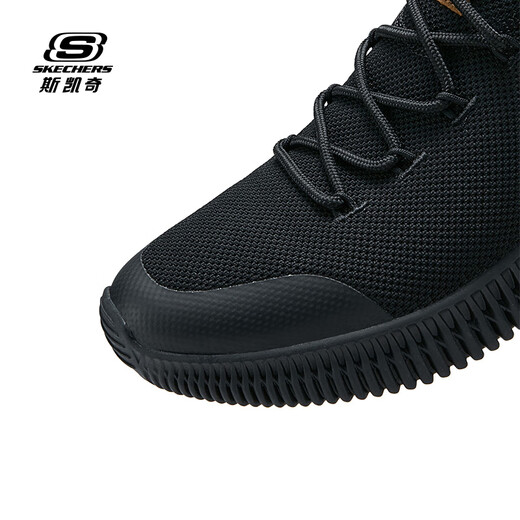 斯凯奇（Skechers）男鞋夏季透气通勤休闲鞋舒适耐磨缓震运动鞋跑步鞋 BBK黑色 41.5