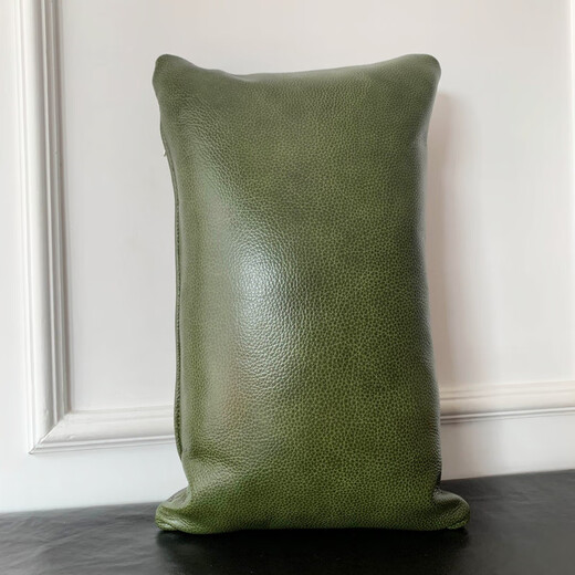 Clcey Echtes Lederkissen importiert voll Leder gelbe Kuhkopfschicht High-End-Leder/Taillenkissen/Sofa/Autokissen/Kissen braun D679# Doppelseitige Kopfschicht Kuhleder Kissen 50*30 cm (einschließlich Kern-Taillenpolster)