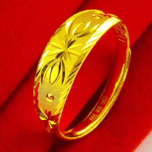 OAZ 24k gold 999 gold ring for men and women living plain gold ring plain gold solid gold plated gift for women 4.2g