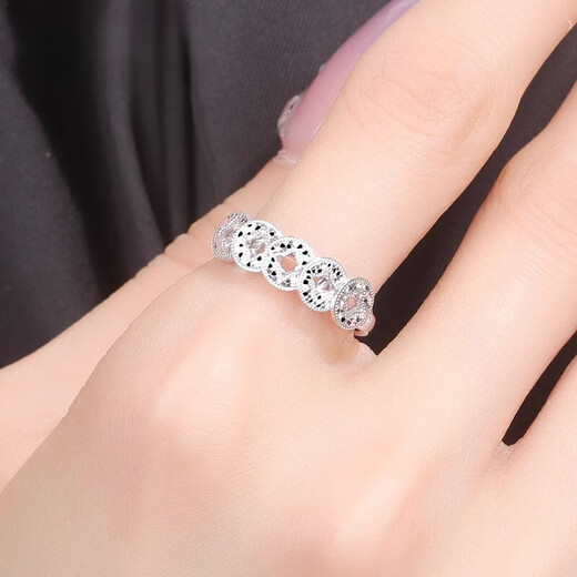 Fiber bundle (QIANSHU) Pt950 platinum women's ring platinum ring 950 platinum ring crushed ice five coin ring gift live weight 3.77 grams crushed ice five coin ring