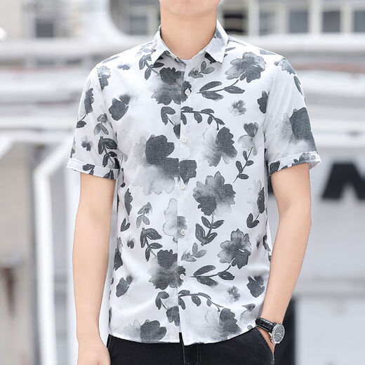 Pierre Cardin Summer Nuevo camisa de manga corta impresa para hombres camisa de negocios casual moderna de moda