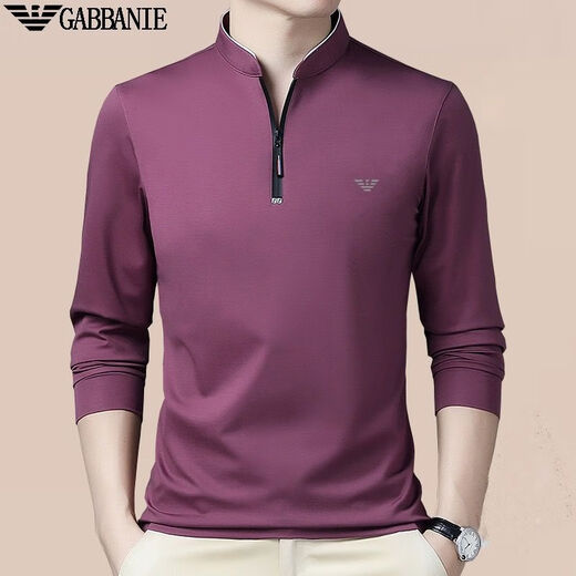 Emporio Armani im mittleren Alter mit langärmeligen T-Shirt Herbst und Winter Casual Plus samt warmer Standkragen Pullover halb Reißverschluss Basishemd Ga/6623 Baolan Dünn Modell M 165