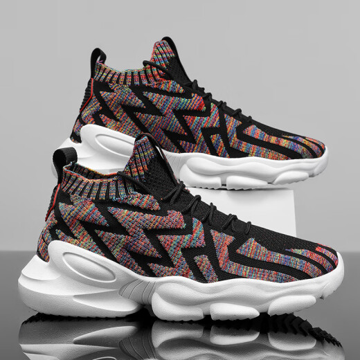 Changxiang Huili Men's Shoes Summer 2025 Nuevo deportes de carreras Leisure Travel Teenager espesor de malla de malla de coco en la suela Hombres RF-AA9909 Negro y rojo 42